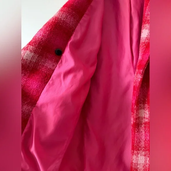 Avec Les Filles Pink Plaid Blazer Coat Maximalist Cozy Winter Anthropologie - Picture 8 of 11